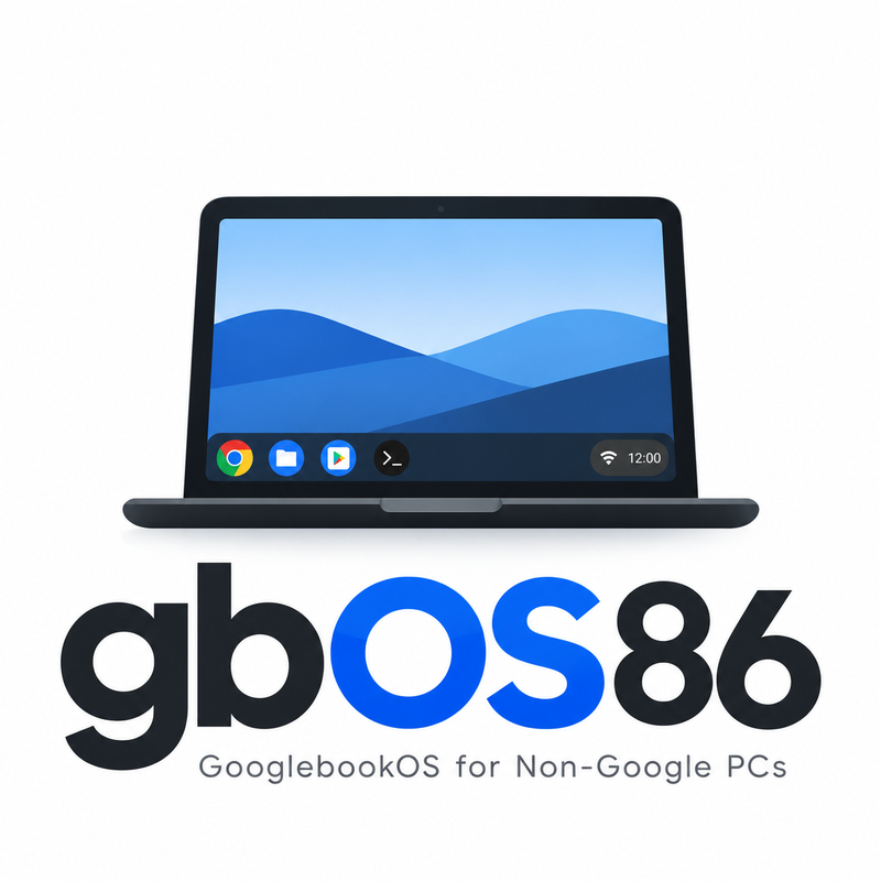 gbOS86 logo: a laptop running Googlebook OS